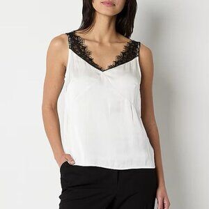 Worthington Women's Sleeveless Tank Top Size M White Black V-Neck NWT $49